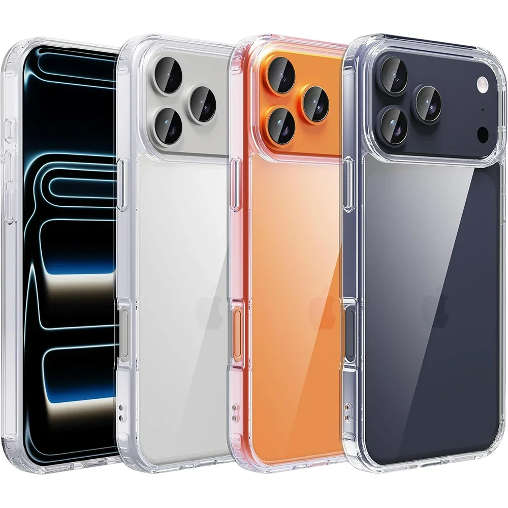 

Противоударный прозрачный чехол для iPhone 17 Air 17Pro 17Pro Max 17, гибридный жесткий акриловый чехол для ПК с кристаллами, прозрачный мягкий корпус
