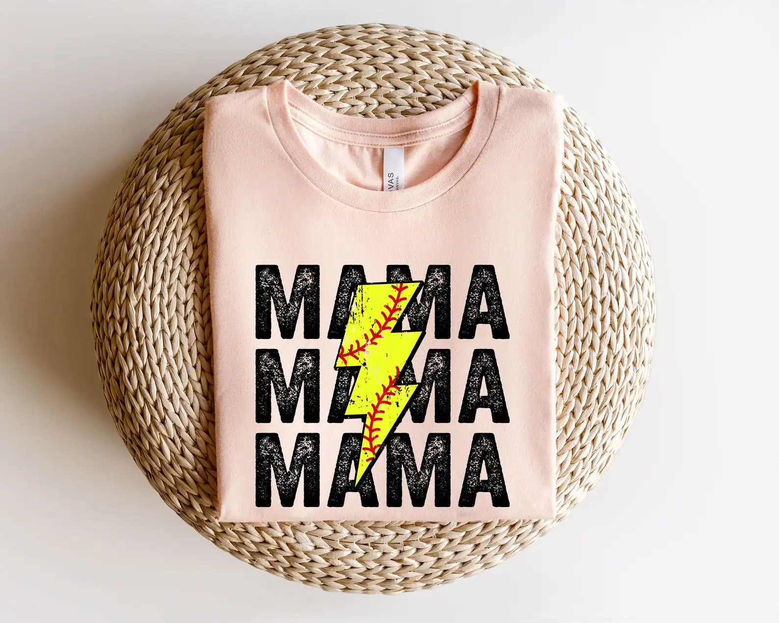 Softball Mama Lightning Bolt Shirt Retro T-Shirts Mom