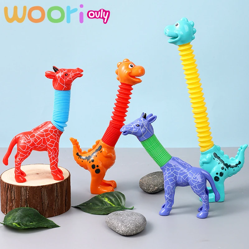 New Colorful Giraffe Pop Tube Anti-stress toys Push It Bubble Balls Decompression Pipe Vent Fidget Toys for Kids Adults Gifts