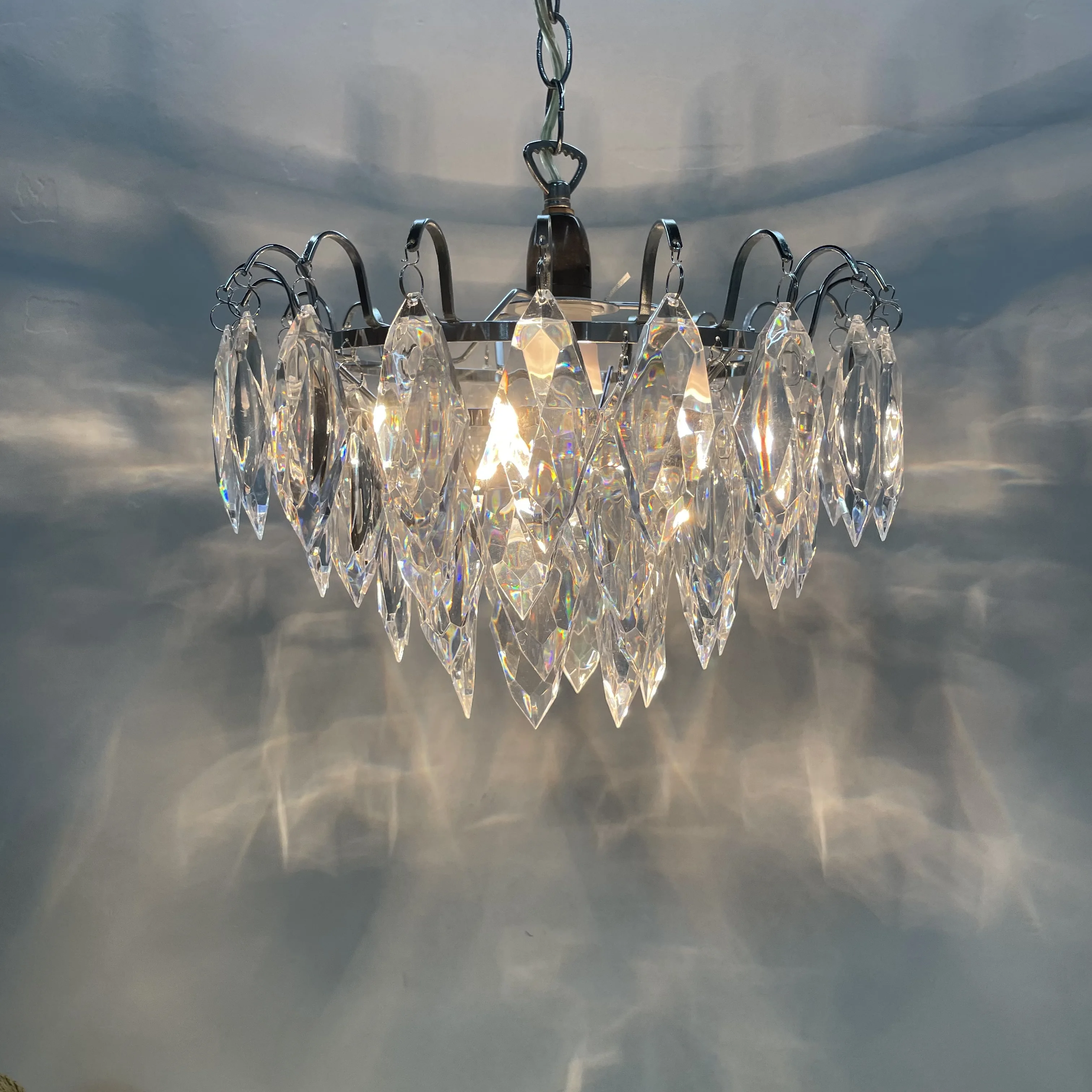 Saiph 1 Light Polished Chrome and Clear Faceted Acrylic Ceiling Light Shade