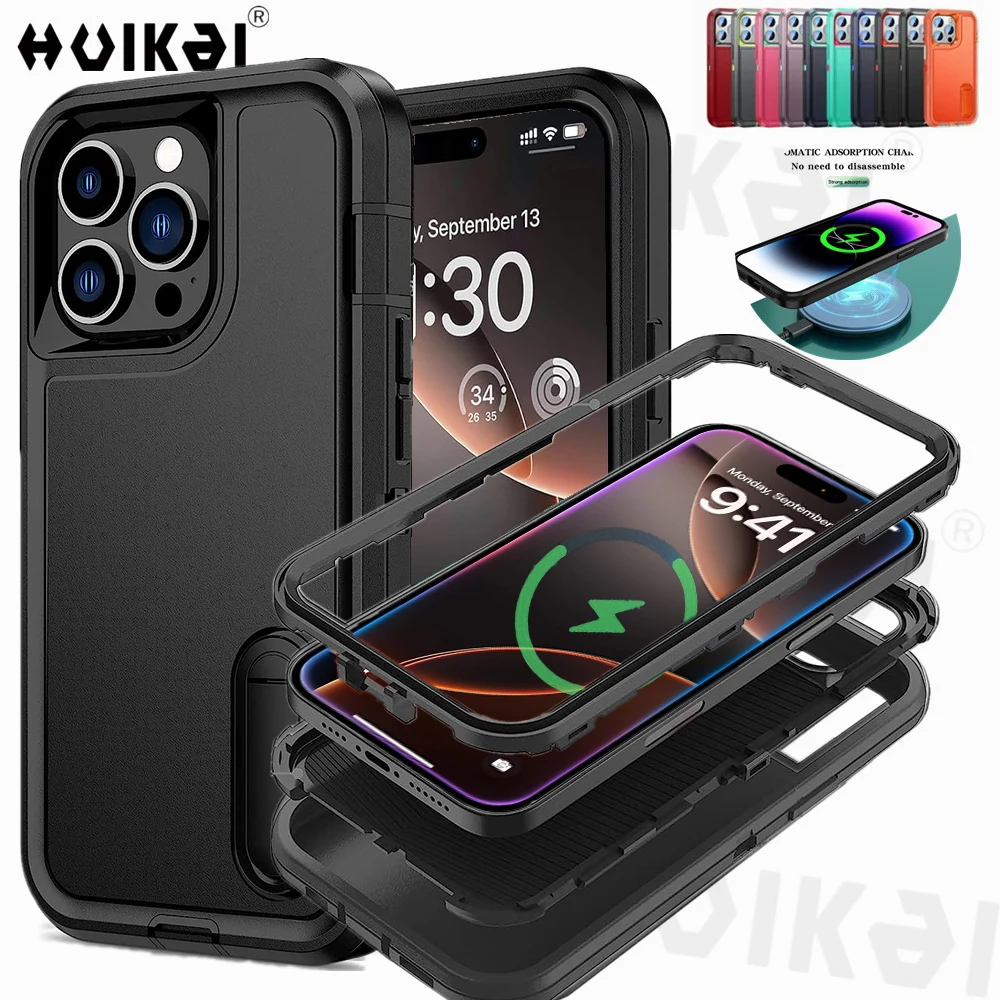 Etui na iPhone'a 16 Pro Max 15 Pro Max 15 14 Pro 13 12 11 Wytrzymałe, amortyzujące, ochronne pokrowce z gumy silikonowej na całe ciało