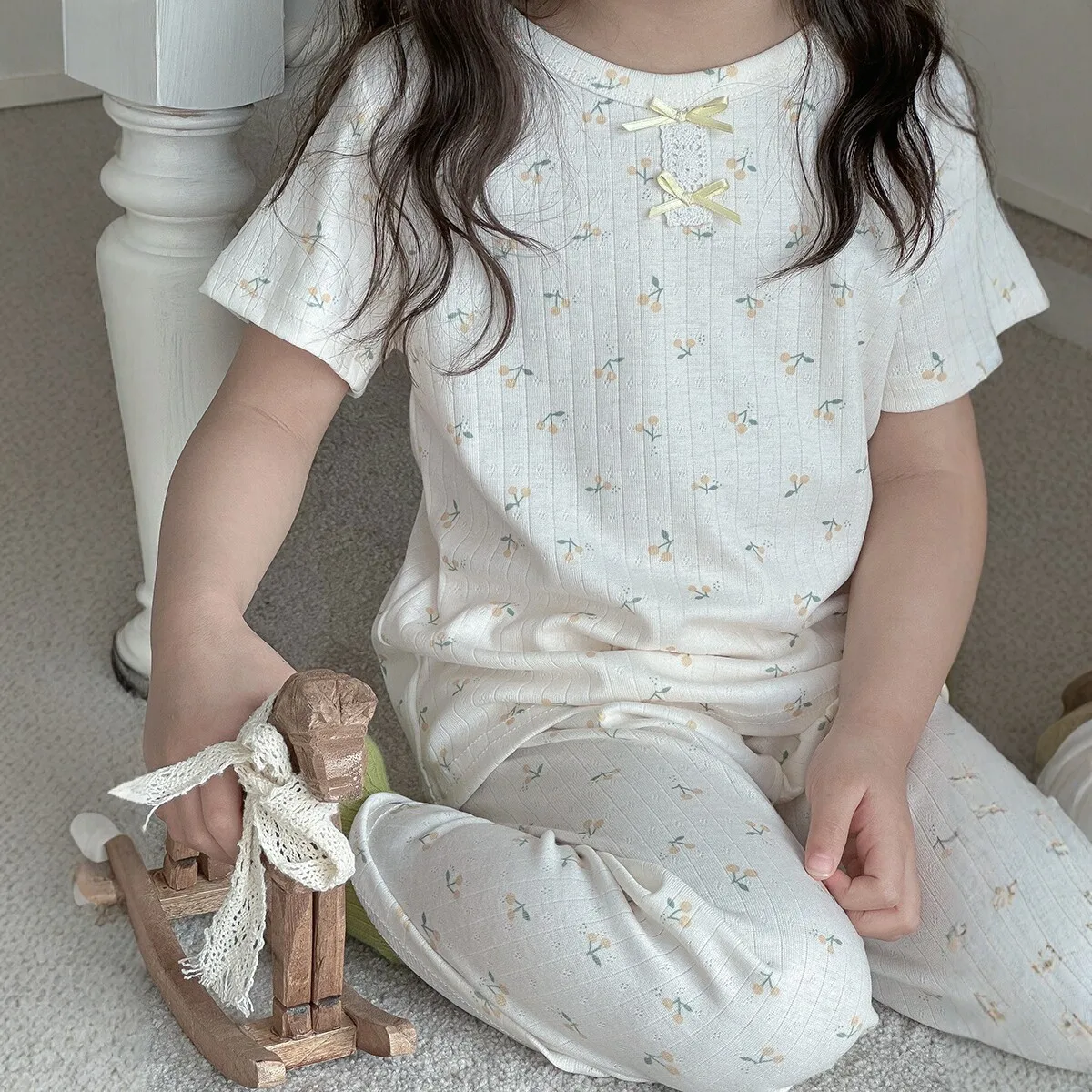 2-8T Toddler Kid Baby Girl 2pcs Clothes Set Print Short Sleeve Pant Suit Casual Loose Homewear Cute Pajamas Set Infant PJ Outfit