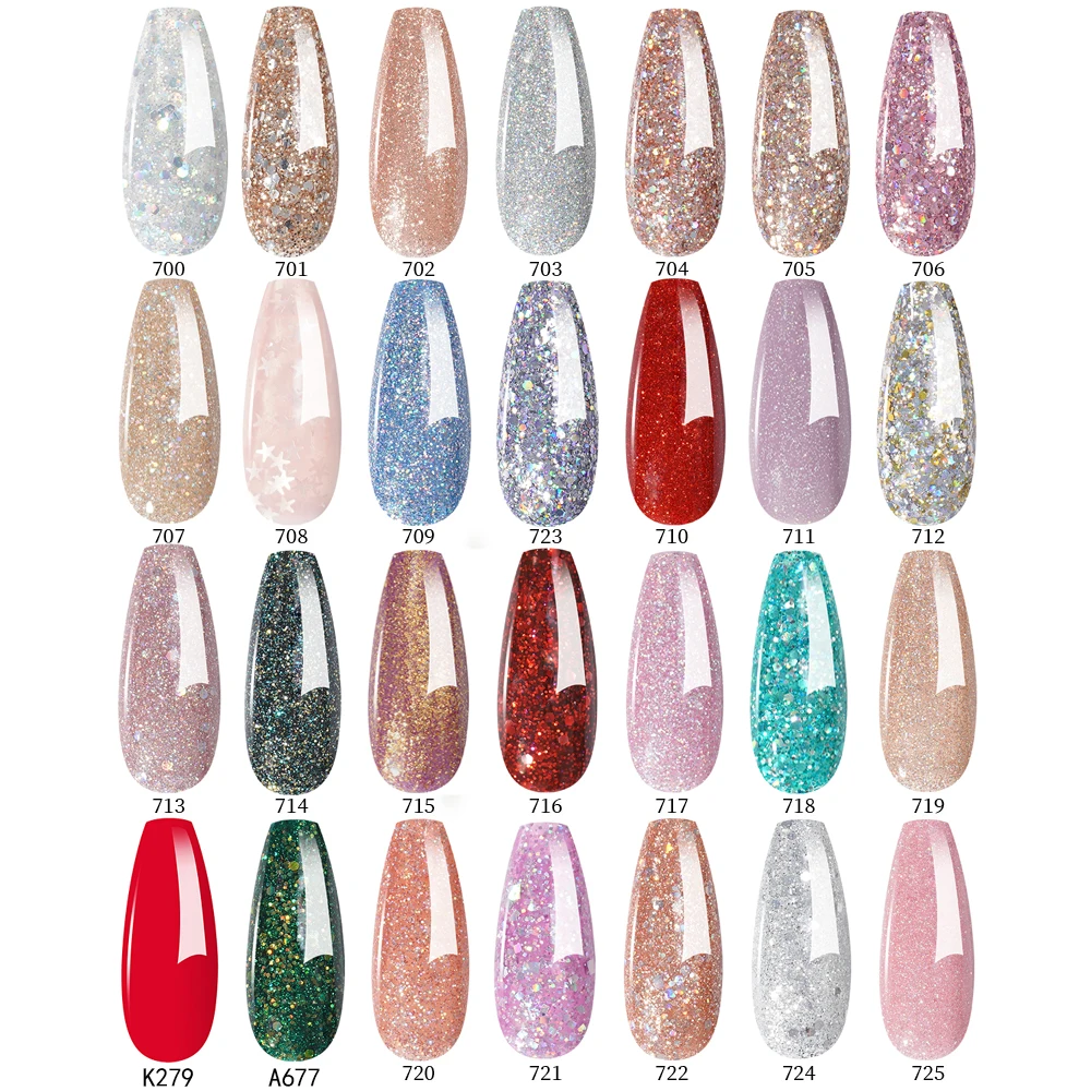 MAYCHAO 12ML Glitter Gel Nail Polish Autumn Colors Long Lasting For Manicure Soak Off Nail Art Gel Varnish Shiny Sequins UV Gel