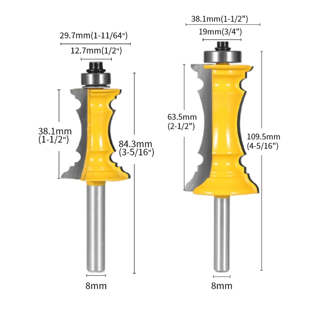 8mm 12mm 12.7mm Shank Crown Moulding Router Bit Mitered Door Drawer Woodworking Milling Cutter For Wood Handrail Line