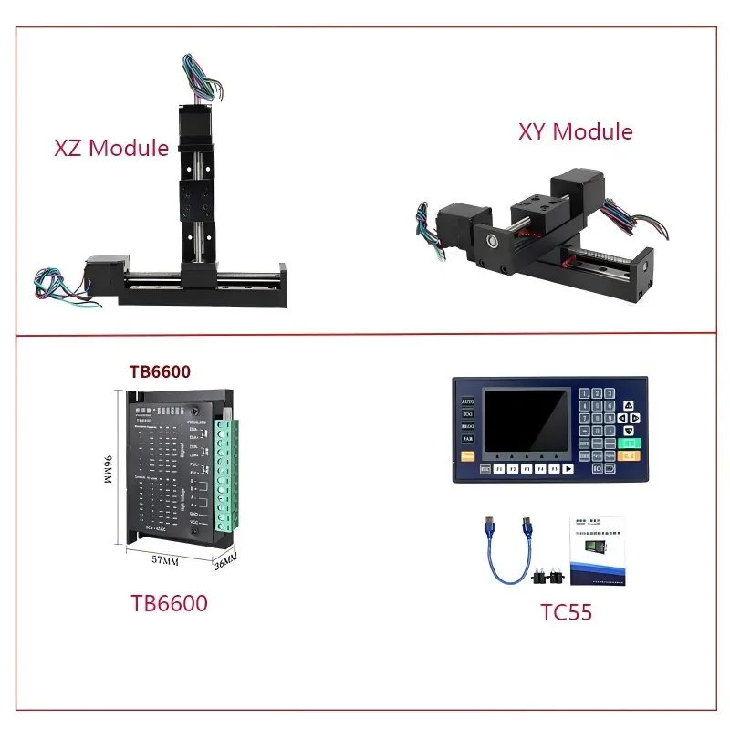 NEMA11 Stepper Motor Linear Guides Customized XY Model XZ Module With TB6600 driver TC55 2-axis Controller CNC Sliding Table