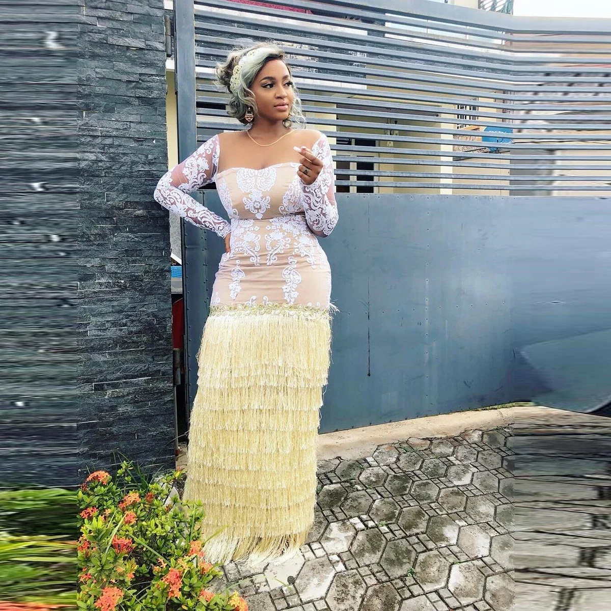 With Sheer O Neck L… - image