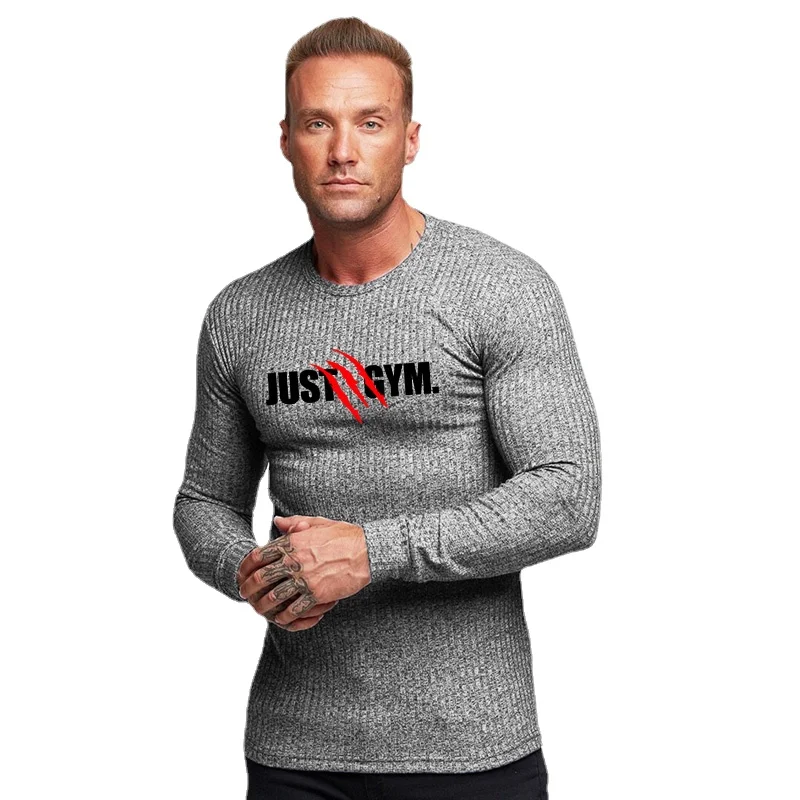 

New Autumn Fashion Casual Breathable Mens Casual Breathable O-neck Printed Slim Fit Gym Sports Pullovers Homme