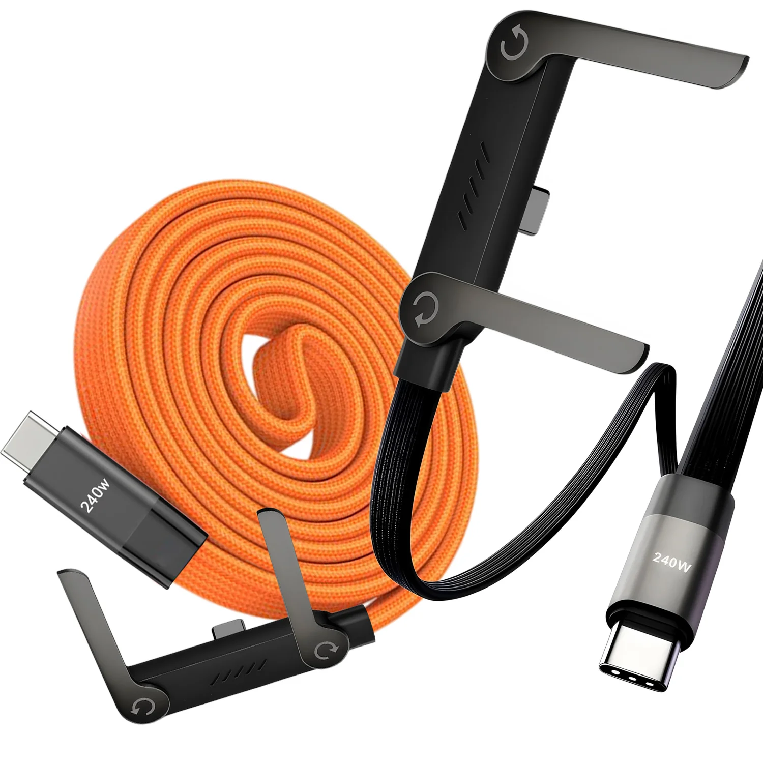 2 in 1 1/2/3PCS USB C Fast Charging Cable with Foldable Phone Stand Stands Sideways Desktop Holder For Xiaomi Phone Charge Cable