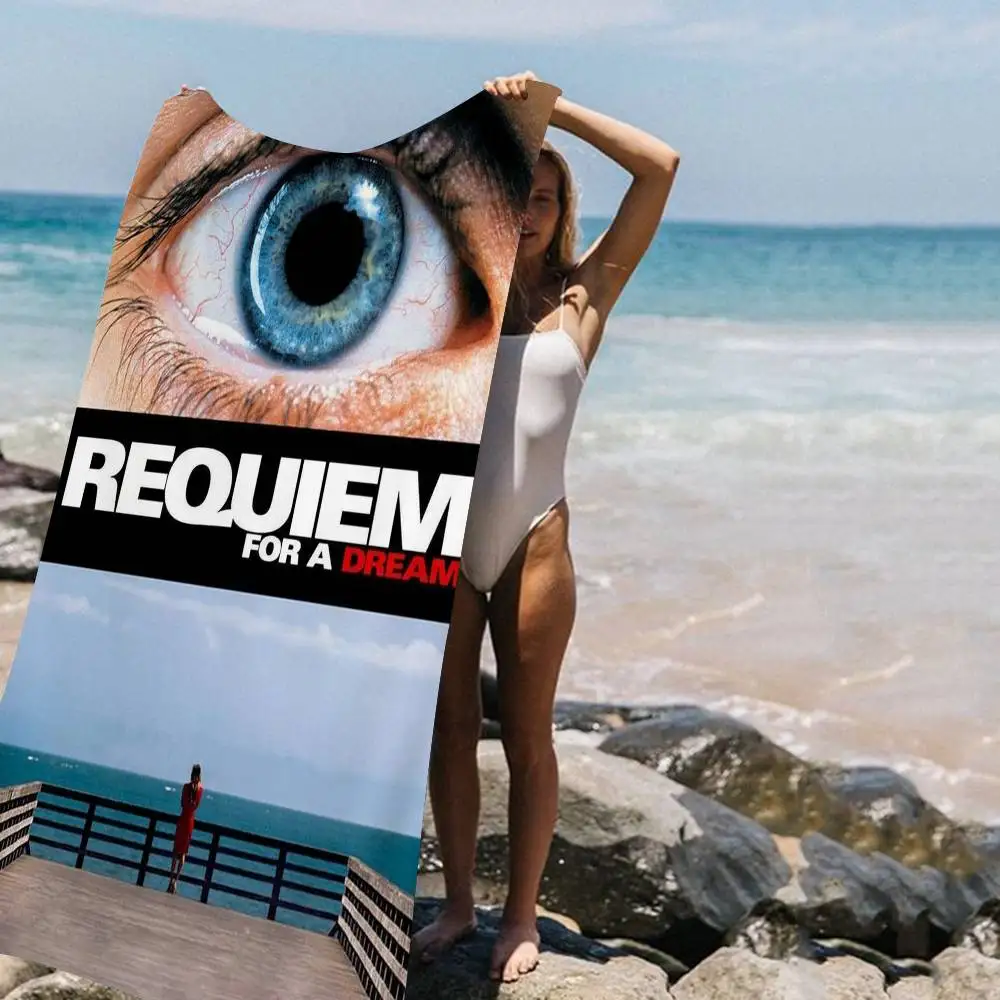 R-Requiem for a Dream Microfiber Blanket Quick Drying Beach Towels Oversized Printing Super Absorbent Pool Towel Blanket