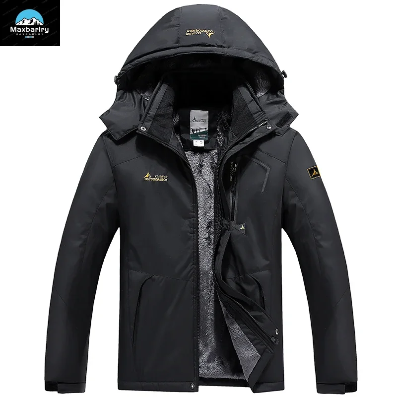 2020 Winter Outdoor Jacket Men Thick Warm Velvet Coat Men\'s Windproof Hooded Jackets Casual Hiking Mountaineering Outerwear 9XL