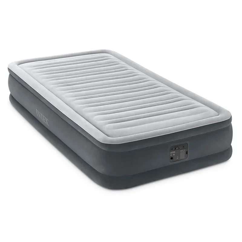 67766 Flocking double-layer single comfortable plush inflatable bed with tent camping inflatable mattress