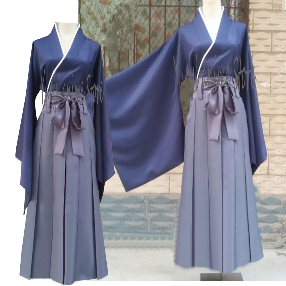 

customized-Kenshin Himura cosplay Costume Unisex Dark blue cos kendo kimono suit