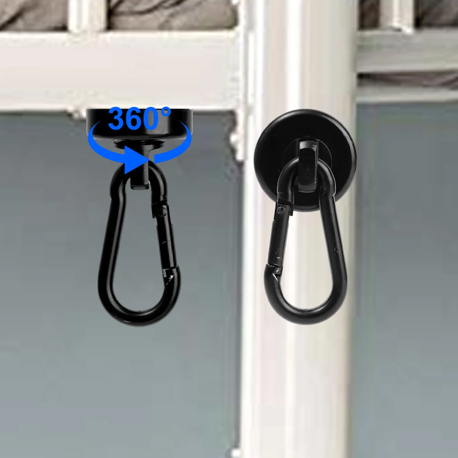 Heavy Duty Carabiner Magnetic Hooks 360°Rotating Strong  Magnet Ring Keychain Hanging Hook with Swivel Storage Rack