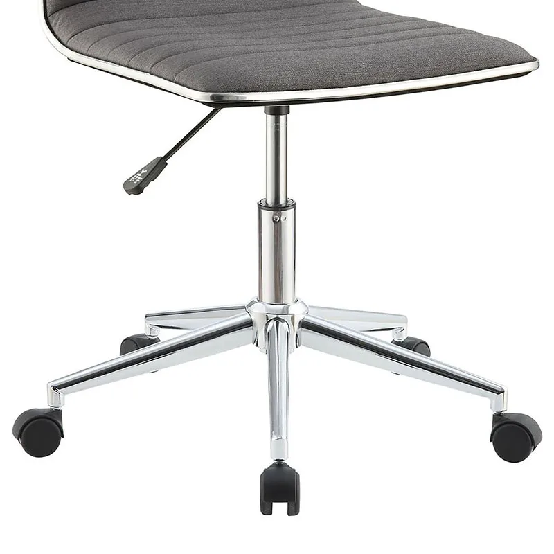 Grey and Chrome Armless Office Chair with Casters On-Site