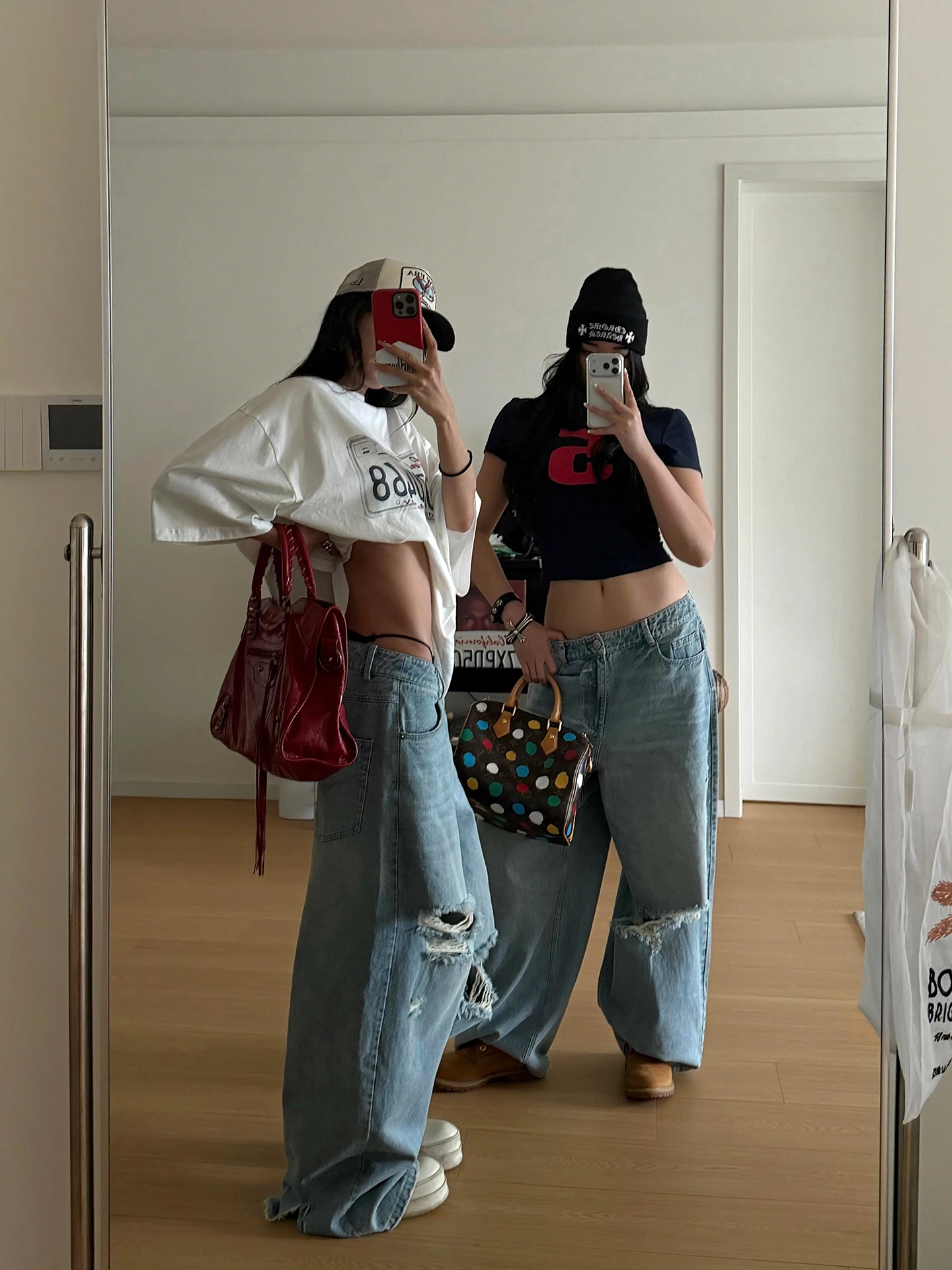 Warden  Blue Washed Denim Jeans Women's Summer Small Size Wide Leg Pants Casual Style Low Waist Zipper Closure Cotton