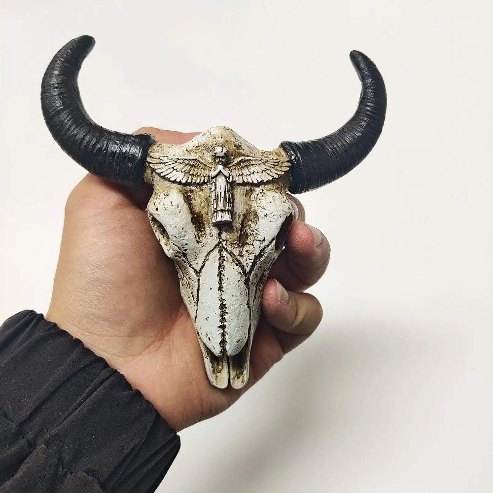 Bison Bull Skull Wall Decor 3D Wall Plaque Wall Hanging Ornament Head Skull Sculptures for Wall Office Home Decoration