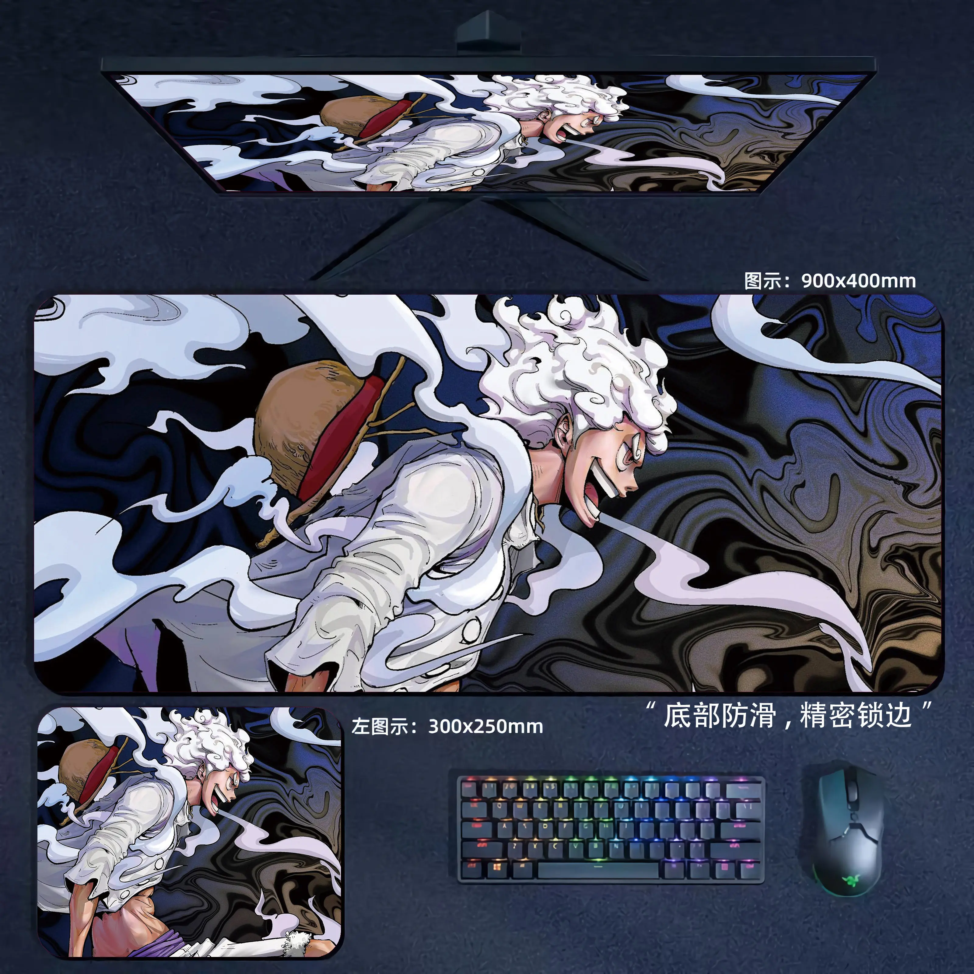 High Definition Leather ONE PIECE Mouse Pad Luffy Roronoa Zoro Non-Slip Mouse Pad Large Size Anime Laptop Keyboard Desk Pad