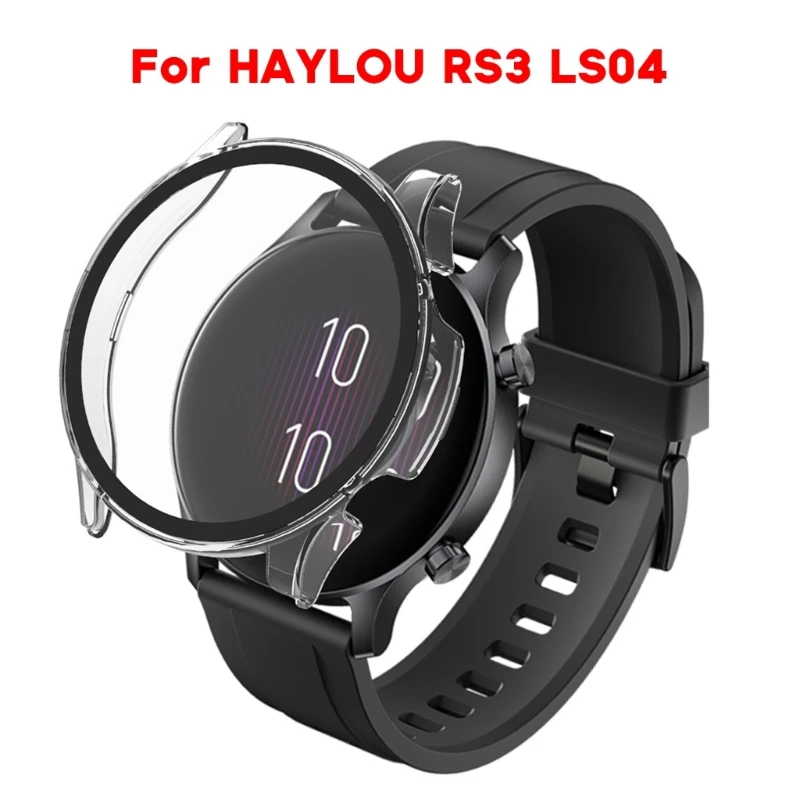 Tempered-Glass Film+Case Screen Protector Full Cover Hard Anti-scratch Frame-Shell Watch Housing Compatible for HAYLOU RS3 LS04