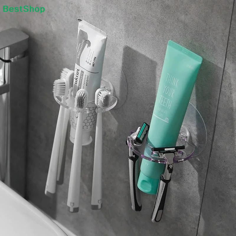 〔P〕Removable Toothbrush Holder Transparent Toothpaste Organizer Kids Tooth Brush Storage Rack Bathroom Gadgets