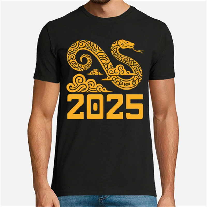 

2025 Chinese Year Of The Snake T-shirt Unisex New Year Trendy Crewneck Tee Shirts 3D Printed Pattern Unique Harajuku Top New