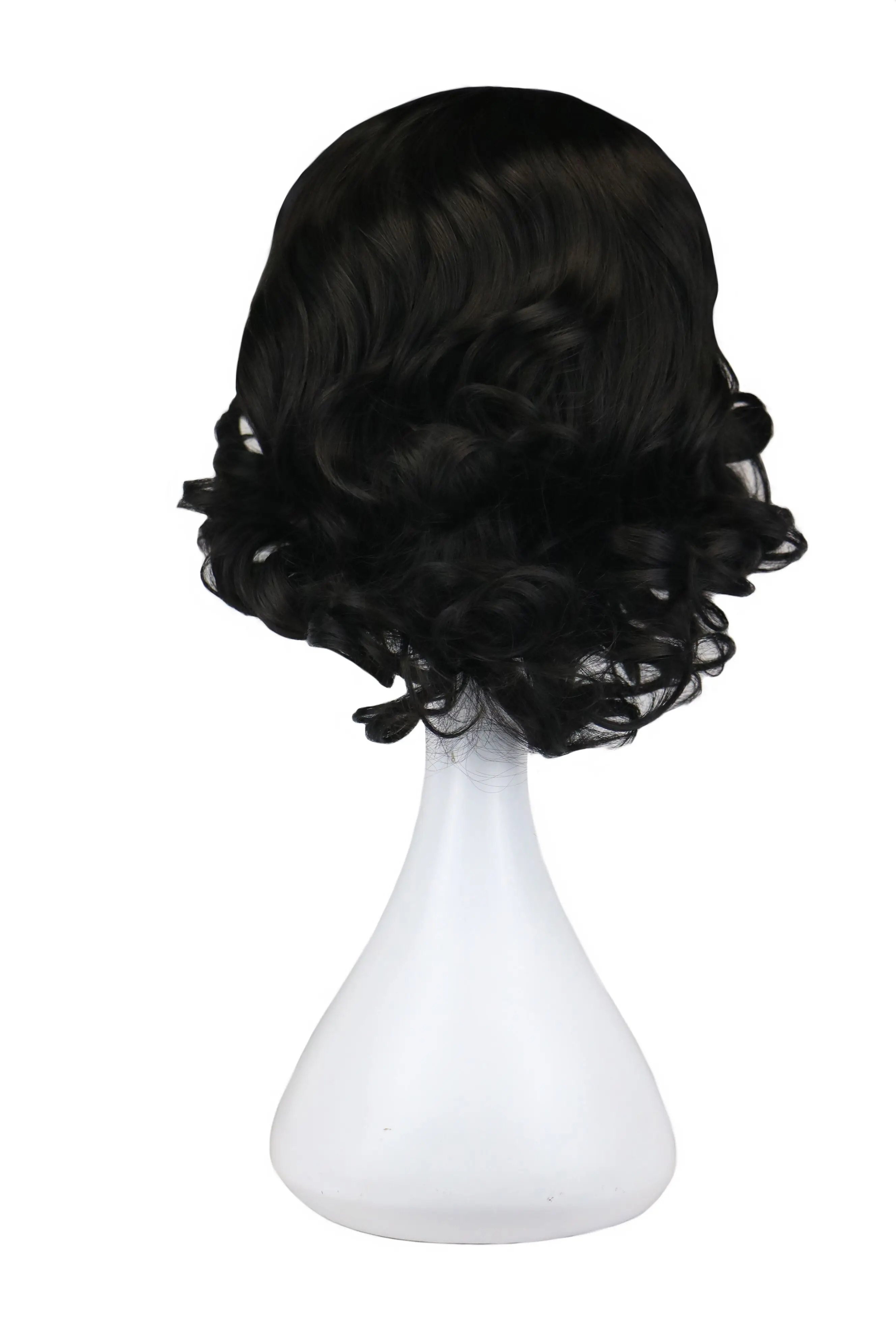 Short Black Curly Wigs with Middle Part for Women Synthetic Wig Snow White Wig for Halloween Party Christmas Costume Wig