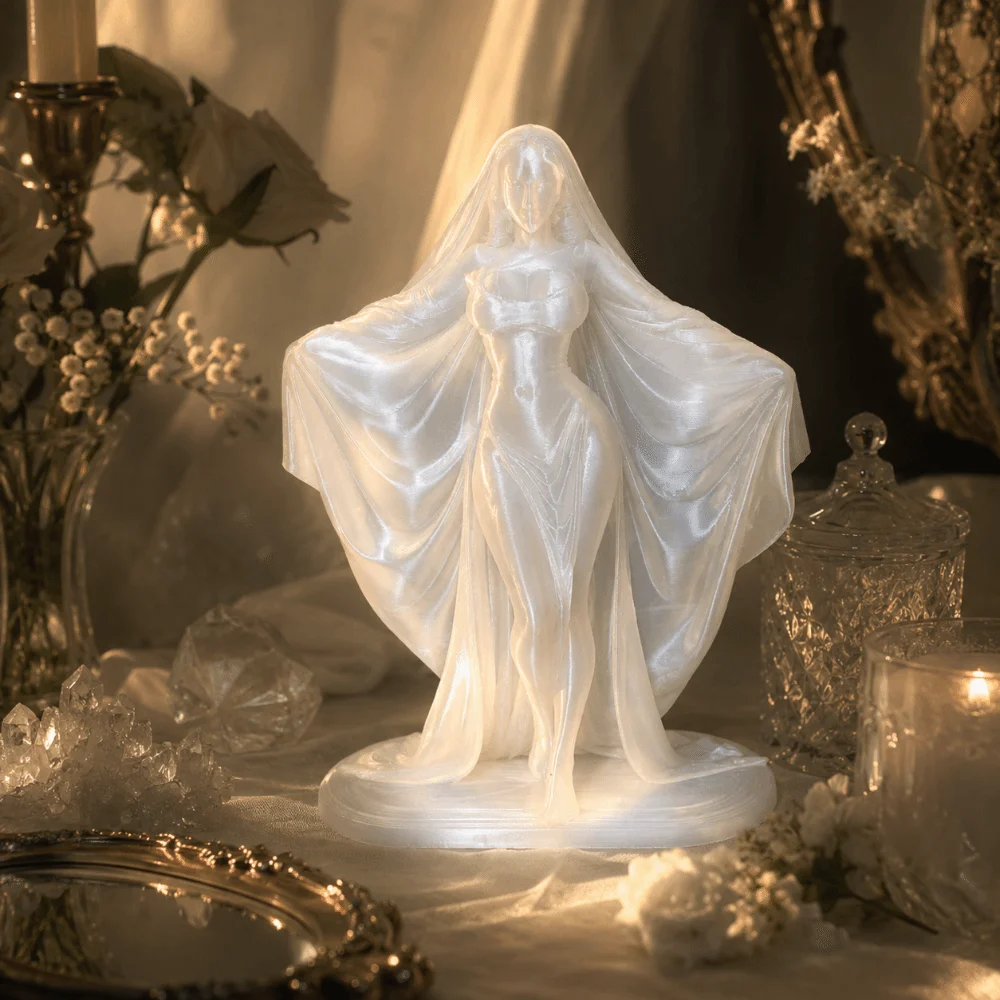 Luminous Desktop Ornaments Decorations 3D Printed Goddess Figure Mysterious Character Model Cloak Woman Statue Tabletop Display