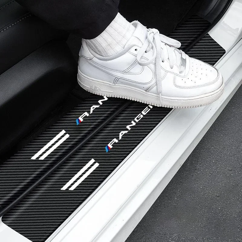 1/4/5Pcs Carbon Fiber Car Door Sill Sticker Auto Door Threshold Protector Strip For Ford Ranger T9 T6 Raptor 2024 Accessories