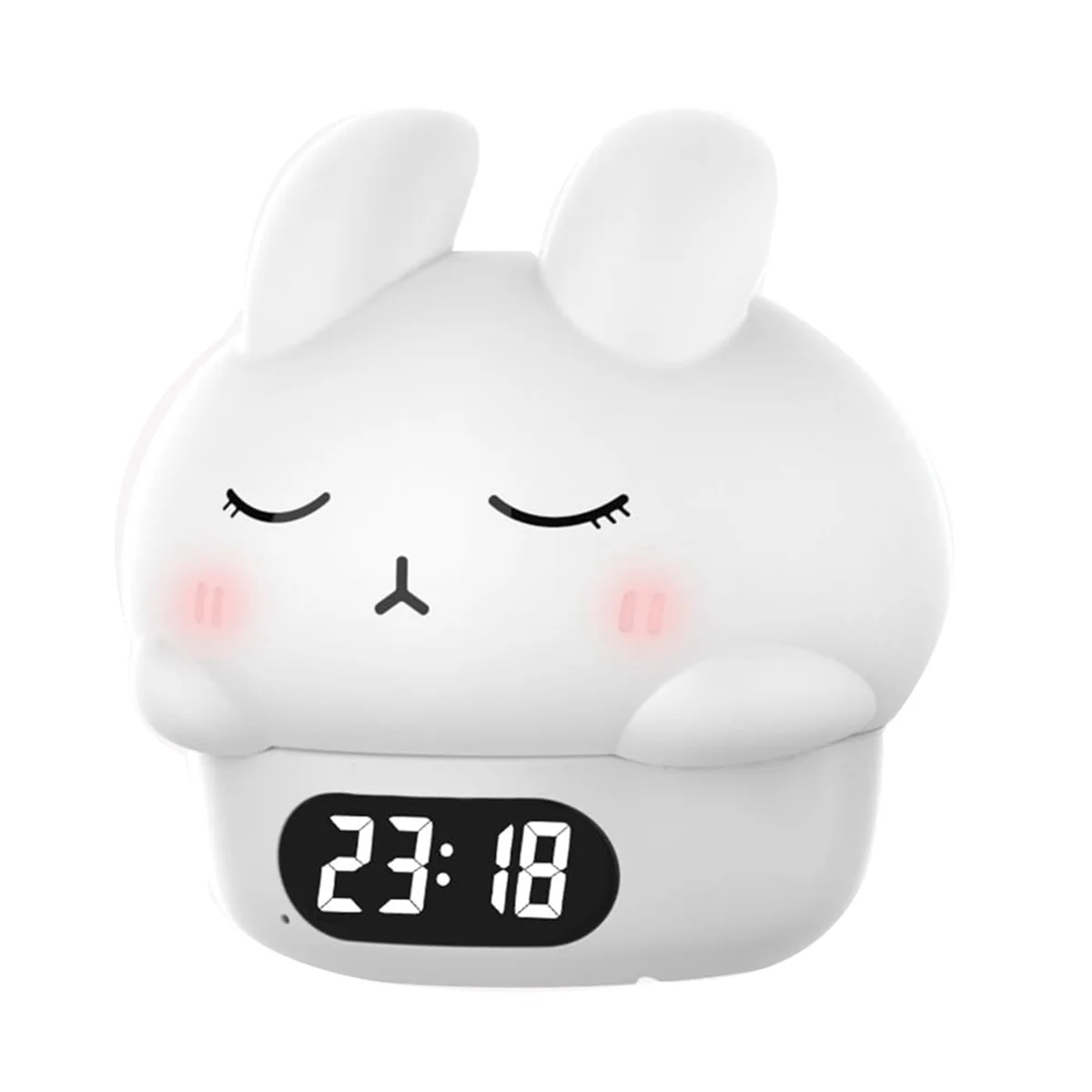 Light Alarm Clock, Adults and Children'S Bedrooms, Features Snooze Function and USB Charger Port, Dual Alarms Rabbit