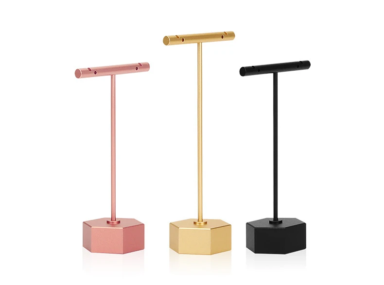 Modern Jewelry Earrings Display Stand Holder T Bar Rack Tower Metal Earring Bracket Organizer Ear Studs Hanging Storage Shelf