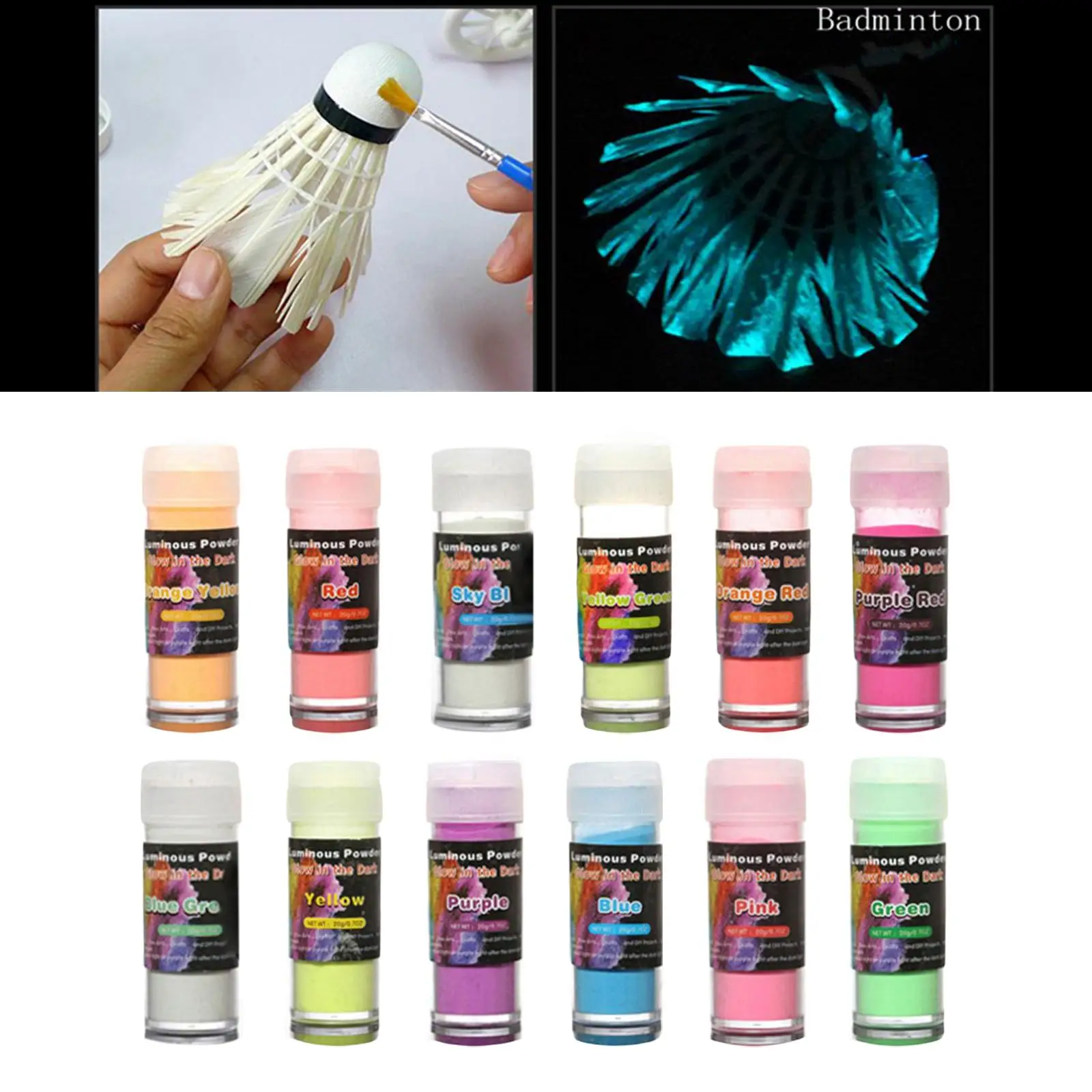 12x Glow in The Dark Pigment Set Colorful Luminous Powder for Nail Art Slime