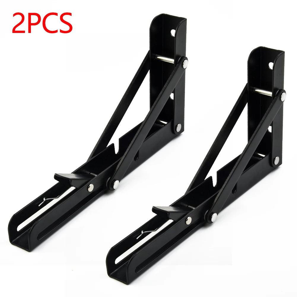 2pcs 200X106mm Black+Finish Campervan Folding Bracket Table Shelf For Motorhome Caravan Stainless Steel Foldable Accessories