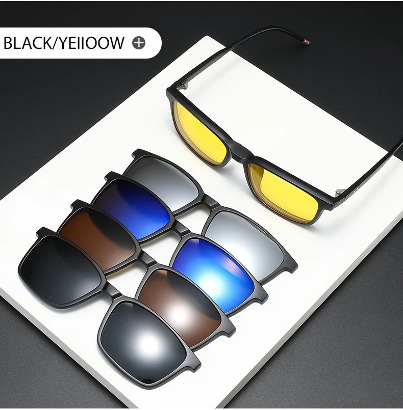 VCKA 5 Clips Magnet Sonnenbrille Objektiv Männer Myopie Fahren Gläser TR90 Rahmen Anpassen Rezept-0,5 ZU-6,0 Frauen brillen – Detail 11