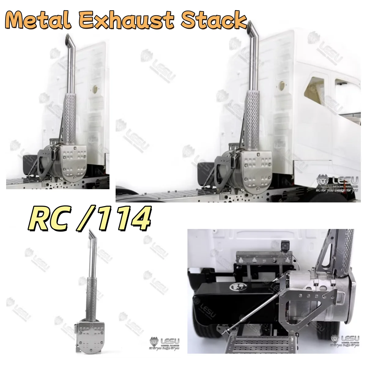 LESU Metal Exhaust Stack G-6230 DIY Assembly Upgrade Parts For 1/14 Tamiya RC Tractor Truck Volvo FH16 Car Accessories Model