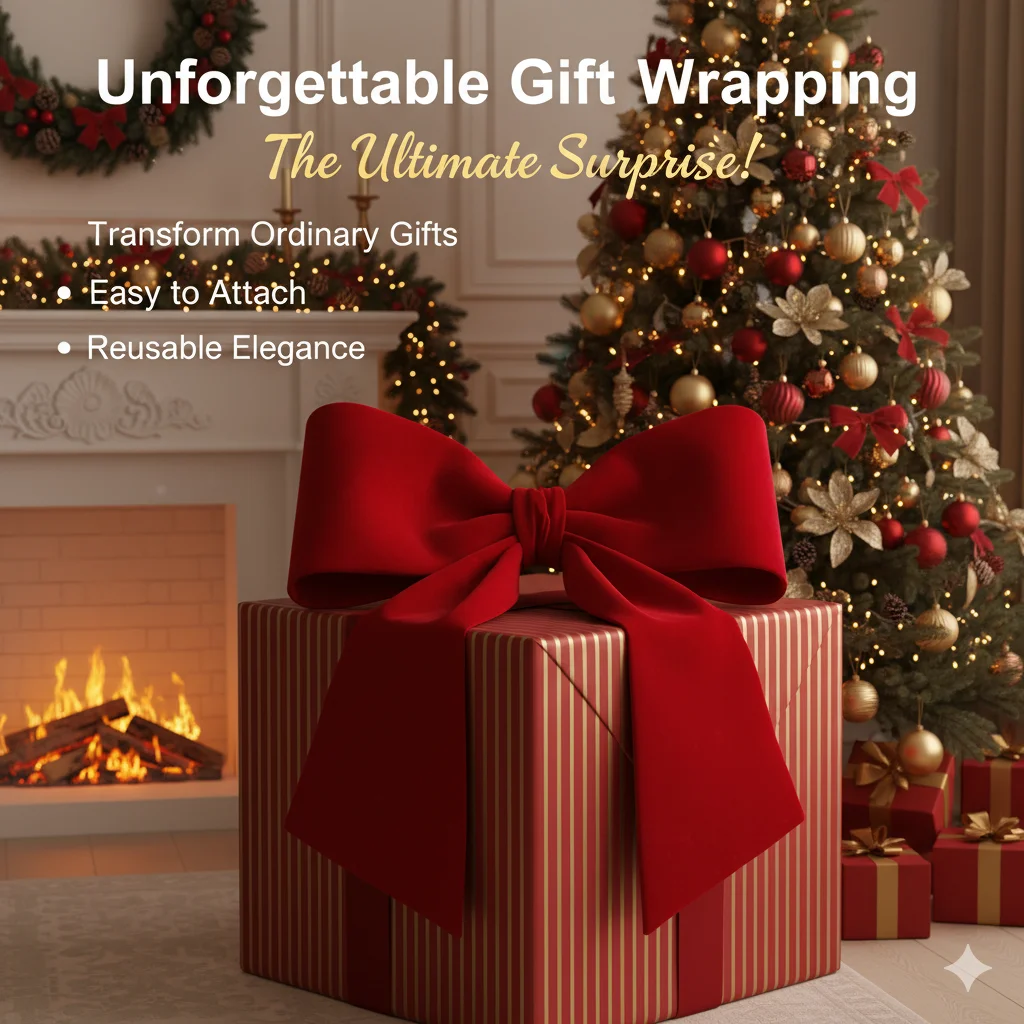 

Red Velvet Oversized Christmas Bow Decoration, Large Hanging Festive Bow For Tree, Holiday Party Decor, Available In 60cm 85cm