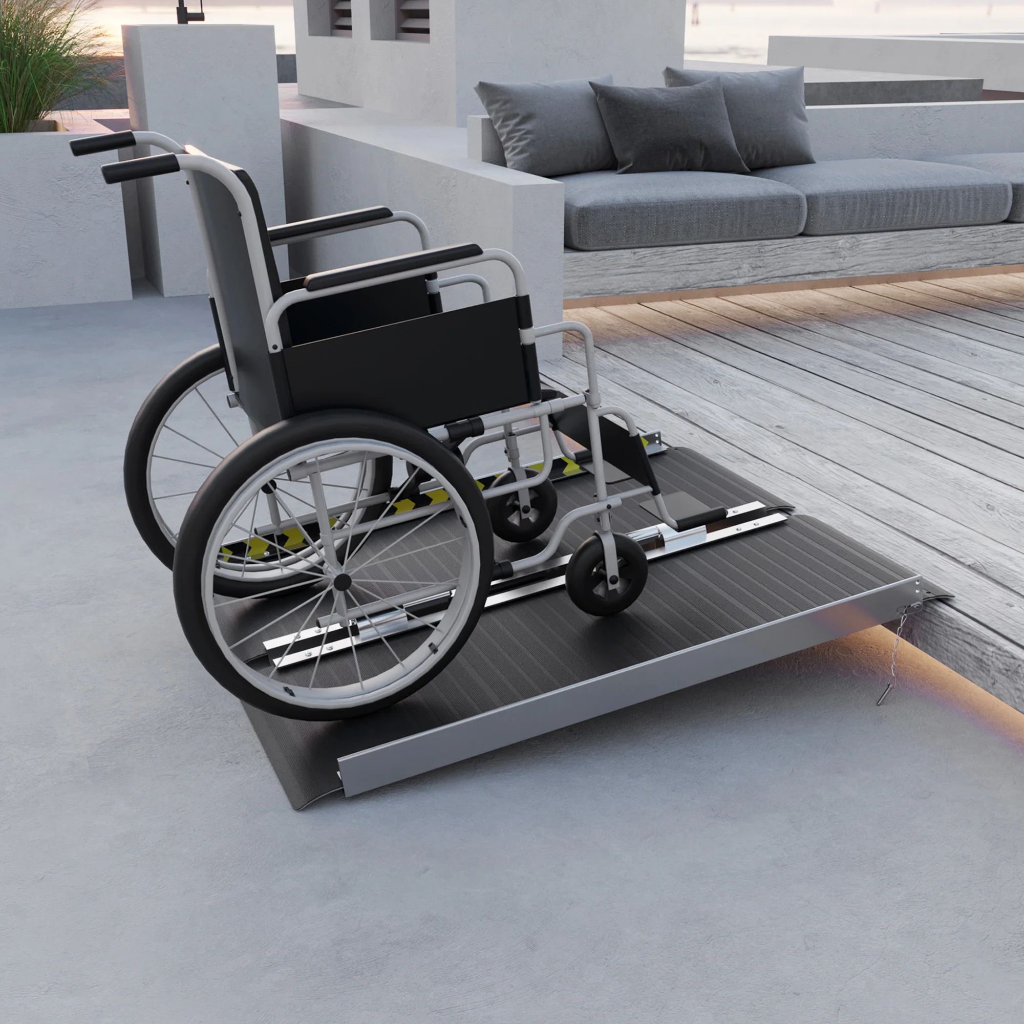 HOMCOM aluminum alloy folding wheelchair ramp 91 cm black