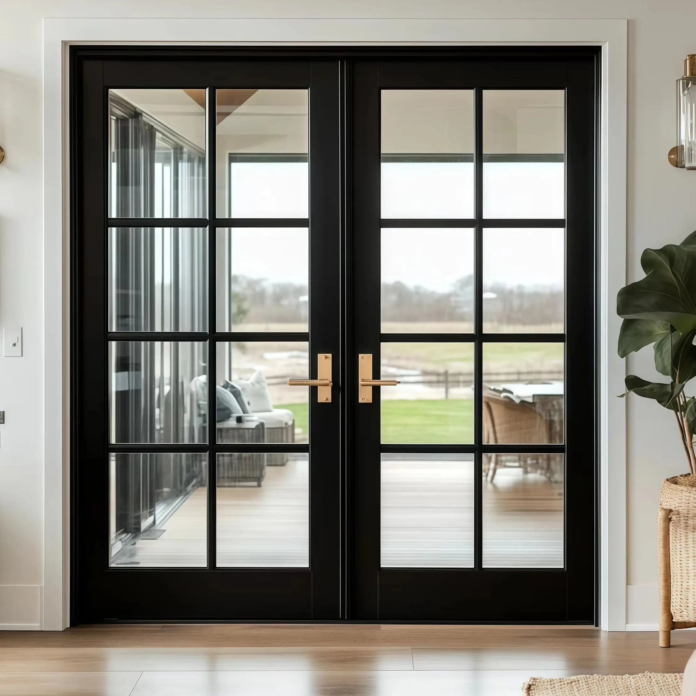 

Aesthetically Pleasing Household French Style Entrance Door Anodized Aluminum Frame Glass Doors Sturdy Anti Theft Hinged Doors