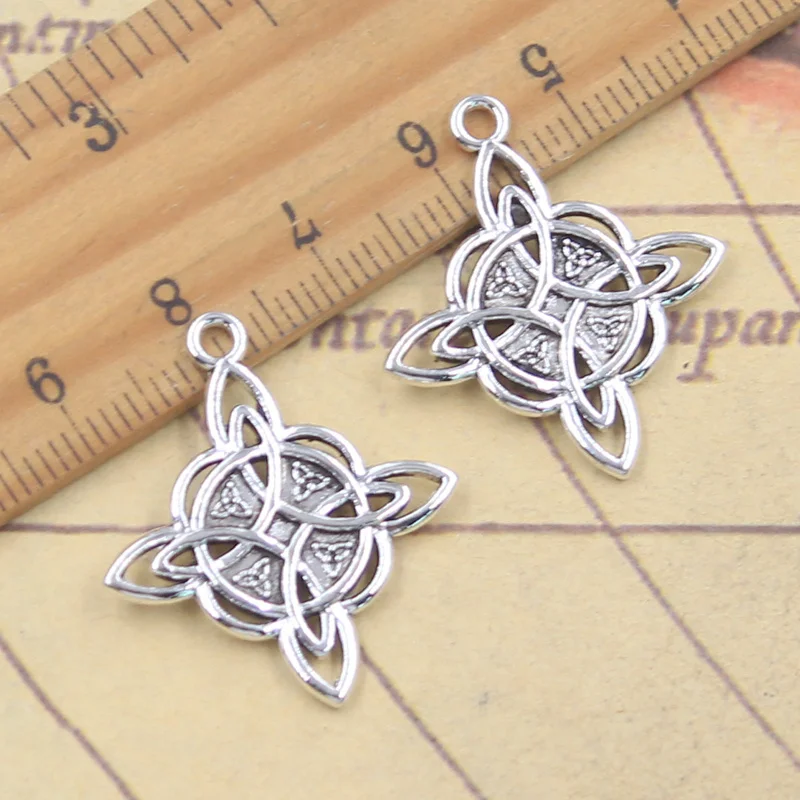 10 pçs encantos amuleto flor 28x25mm antigo prata cor pingentes fazendo diy artesanal tibetano encontrar jóias