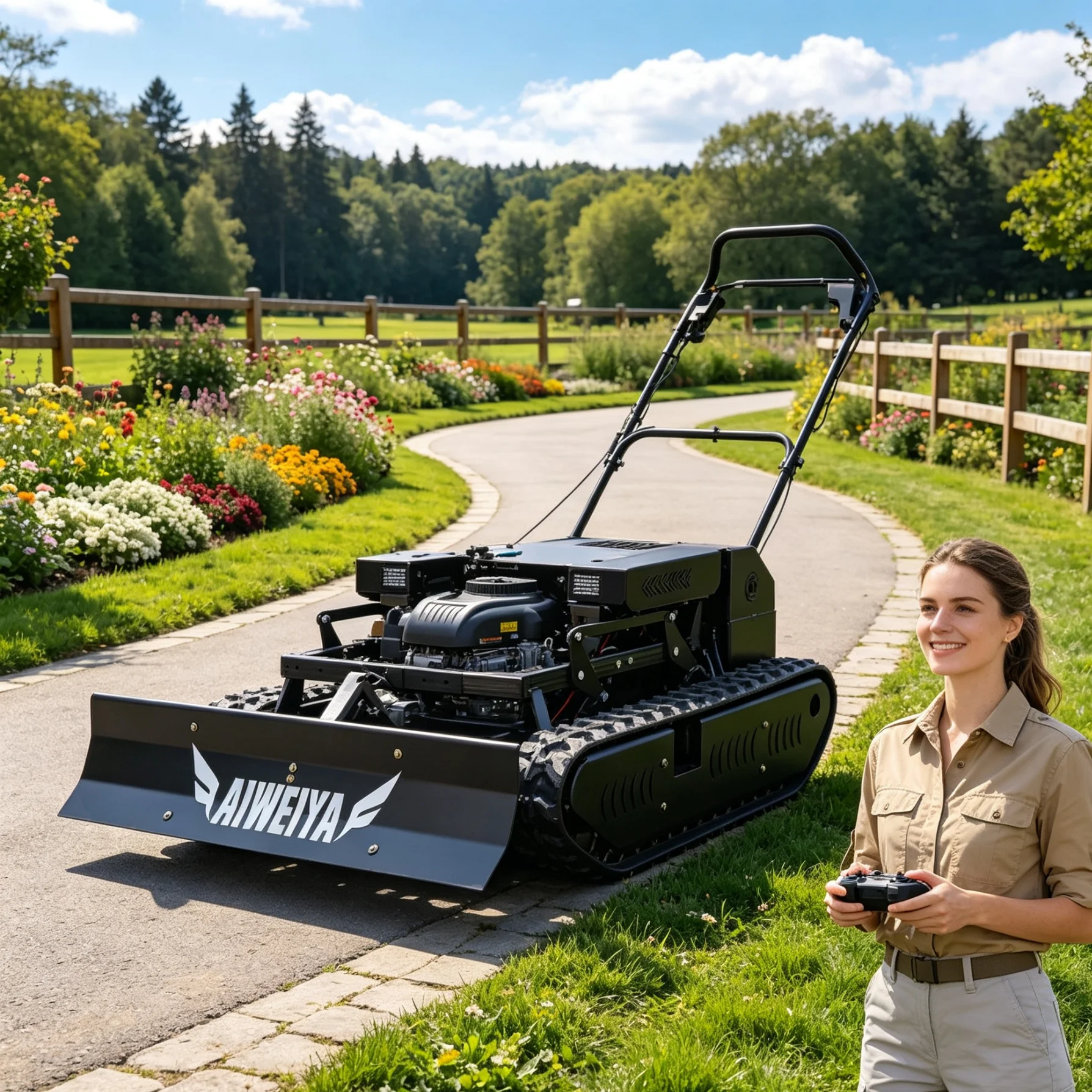 Customized For Community Greenbelt Remote Crawler Lawn Mower, Stable Running And Low Vibration Working State