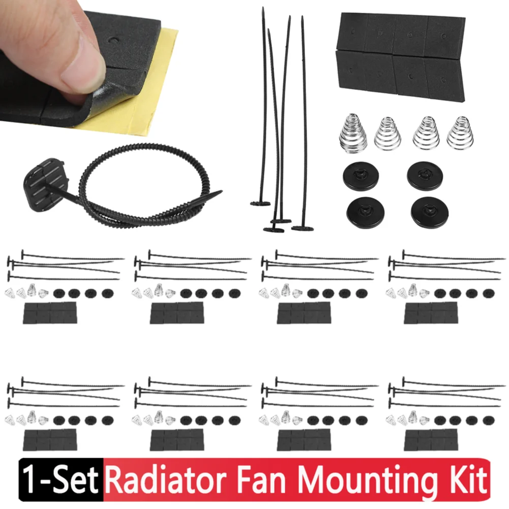 1-10Set Fan Mount Kit For Car Electric Radiator Fan Mount Fitting Ties Straps Mounting Brackets 4X Straps 8X Cushion Pads