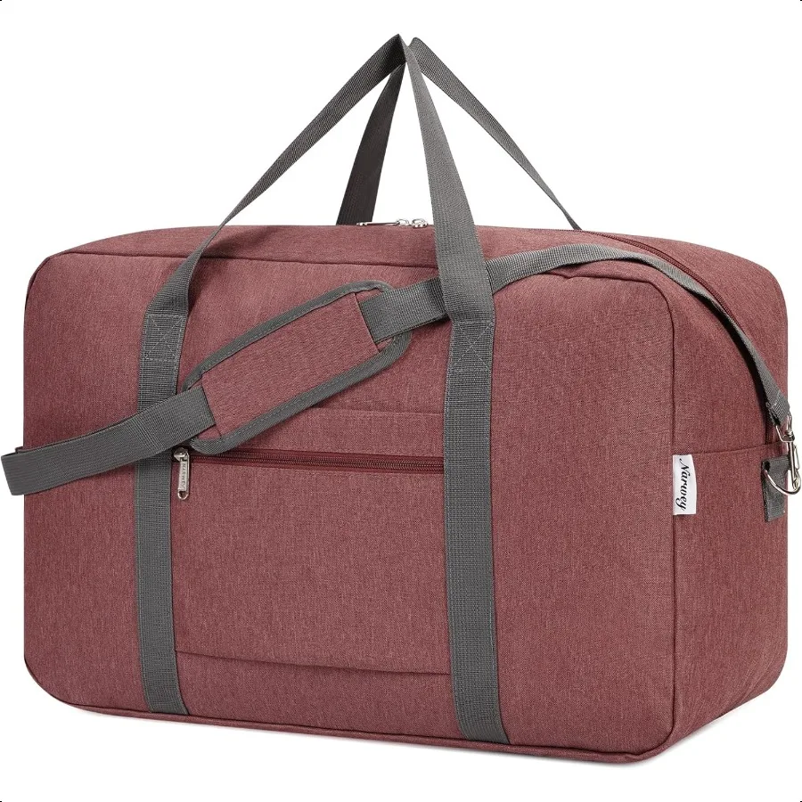 

For United Airlines Foldable Carry on Bag 22x14x9 Travel Duffel Bag Packable lage Duffle for Women and Men 40L Jujube Red