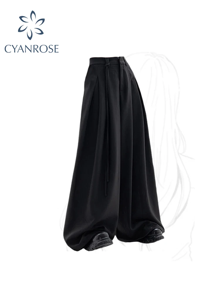 2023 Women\'s Black Gothic Pants Baggy Y2k Streetwear Vintage Pants Harajuku High Waist Wide Leg Straight Trousers Clothes Autumn