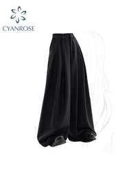 2023 Women's Black Gothic Pants Baggy Y2k Streetwear Vintage Pants Harajuku High Waist Wide Leg Straight Trousers Clothes Autumn