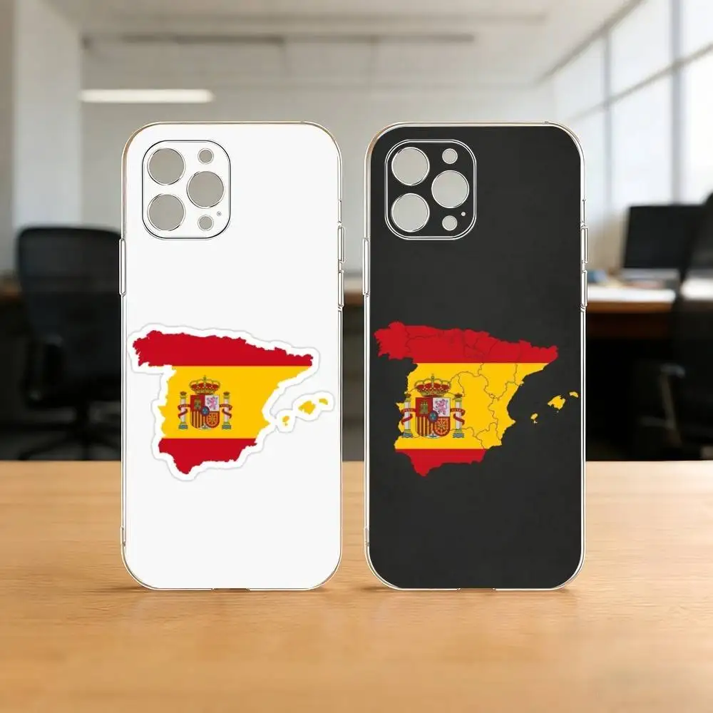 S-Spain M-Map Phone Case Suitable for iPhone 17 16 15 14 13 12 11 Pro/Max/Plus Transparent Anti Drop Back Cover