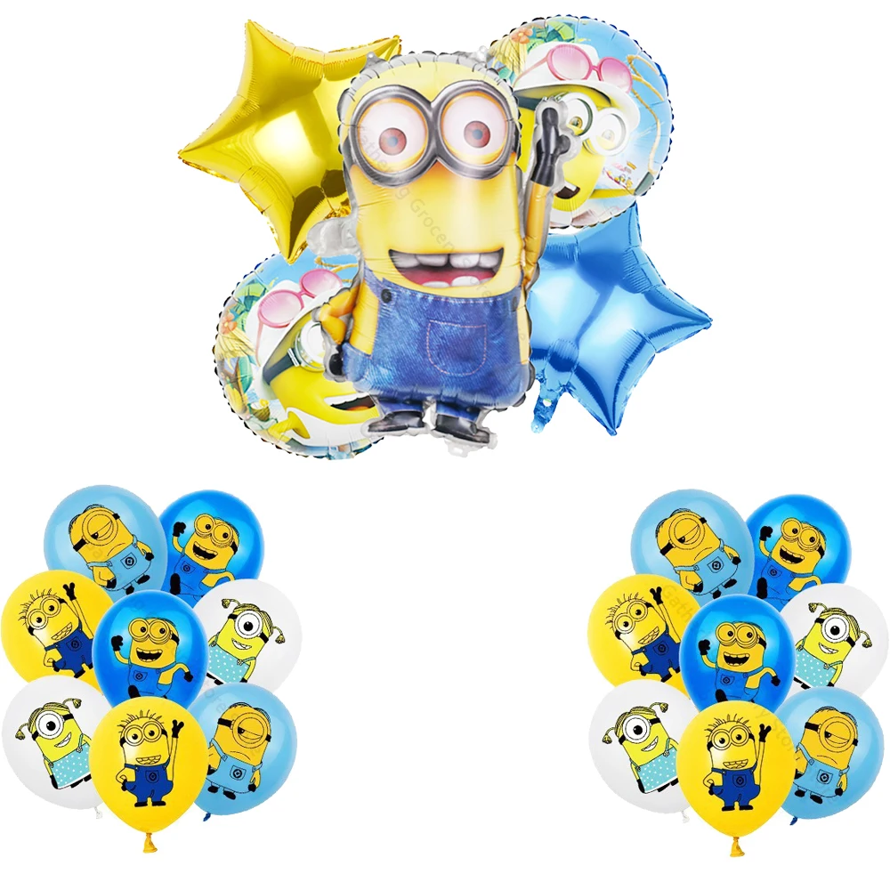 MINISO Minions Movie Foil Latex Ballon Party Accessories Party Supplies Decoration 1-9th 1 Year Old Anniversary Birthday Gifts