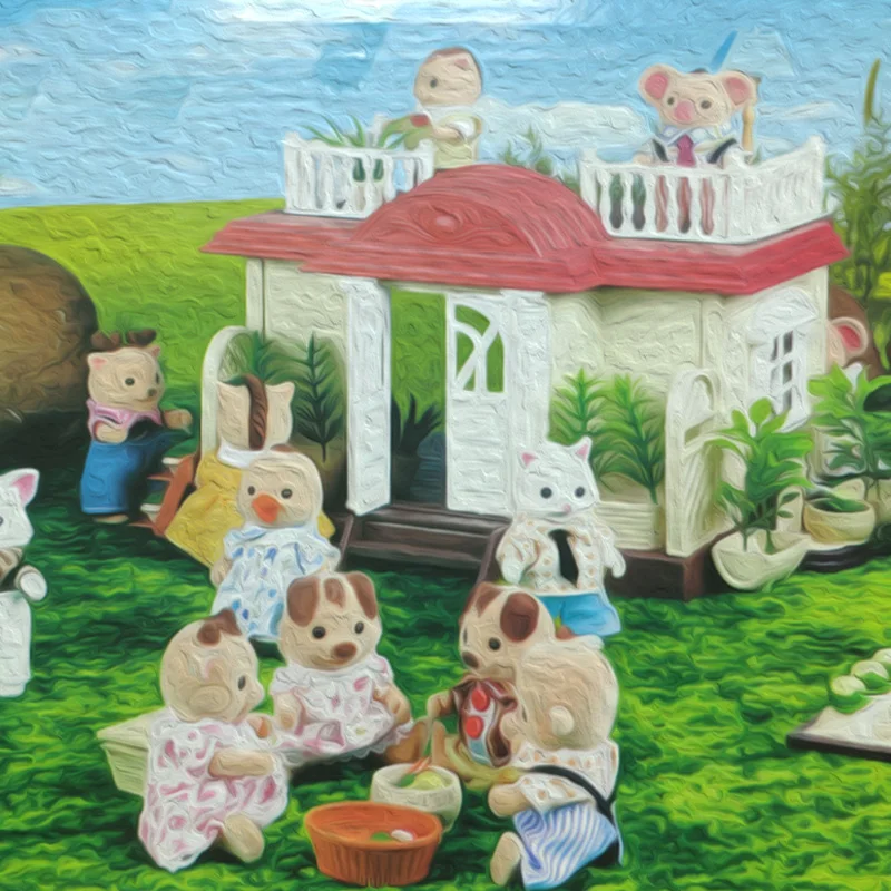 Simulation Children\'s Toys 1:12 Foresr Animal Family Villa Dollhouse Furniture Bed Desk Miniature  House Play House Toys Gifts