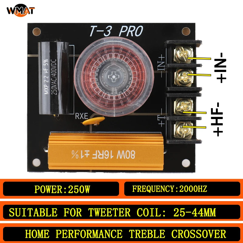 

T3PRO/For 25-44 core tweeter 250W Treble Passive Frequency Divider Speaker Crossover 2000Hz Network Hifi Audio Home Audio