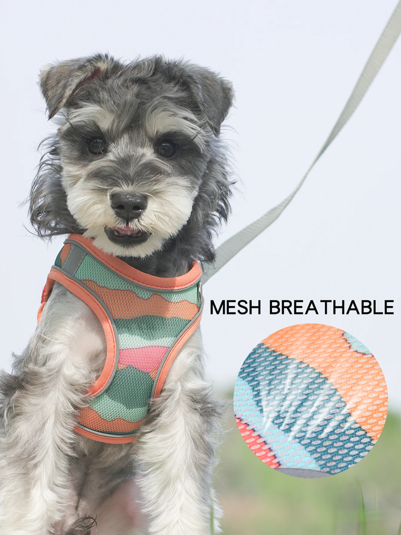 HP316 Magic Tape Adjustable Breathable  Convenient Outdoor Reflective Harness for Small Medium Pet Dog