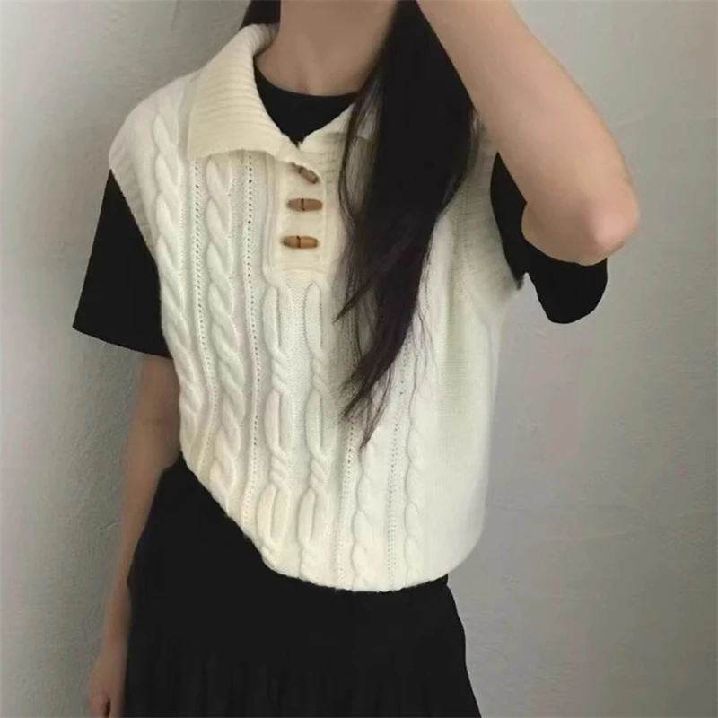 

4-цветный женский свитер без рукавов из 100% шерсти, однотонный вязаный короткий модный пиджак, женский новый стильный пуловер с лацканами, жилет