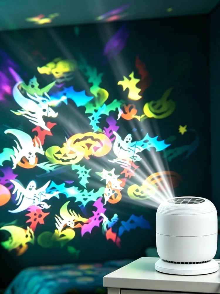 Halloween Mood Light Projector Night Lamp Dynamic Pattern Kids Bedroom Home Party Ambient Decorations Light Halloween Gift