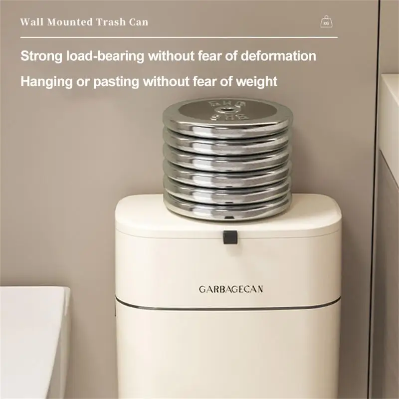 Toilet Wall Mounted Garbage Bin Household Stylish Hanging Square Paper Basket Flap with Cover Kitchen Large Capacity Trash Can